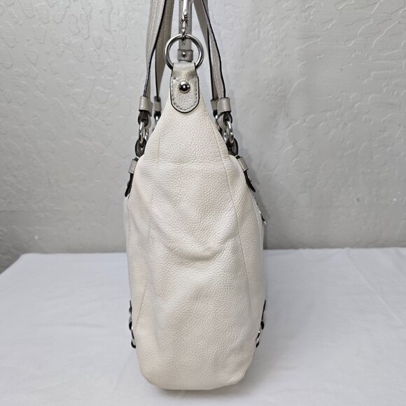 Coach F17566 Alexandra Ivory & Gray Pebble Grain Leather Shoulder Tote Bag - Picture 8 of 16